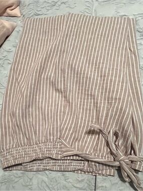 Linen Striped Tie-Hem Wide Pants